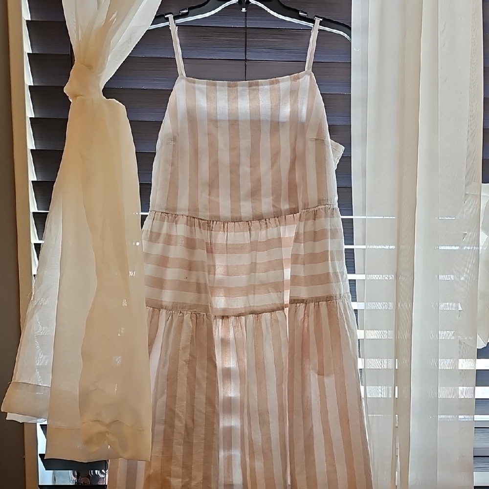 Universal Thread Striped Cream and Tan Dress